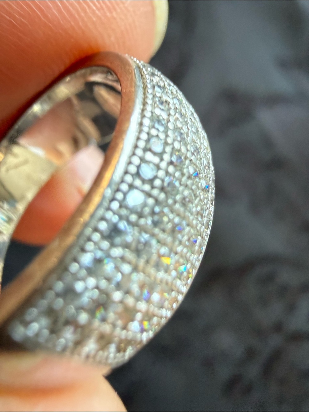 Diamond Pavé Dome Silver Ring — Silver Crystal Accent